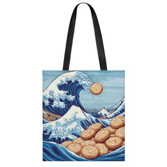 Generic The Great Wave Off Cookiees Womens Tote Casual Shopping Bag Lightweight Shoulder Bags Hobos Handbag for Work Travel Daily 35x40cm