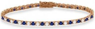 Allurez Alternating Diamond & Blue Sapphire Eternity Bracelet 14K Rose Gold (5.03ct)