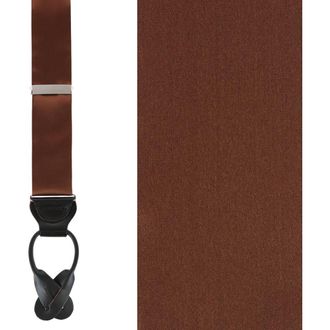 Trafalgar Store Dutton Solid Color Silk Button End Suspenders in Brown at Nordstrom