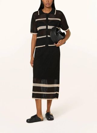 Joseph Ribkoff Knit Collar Top In Black Tan
