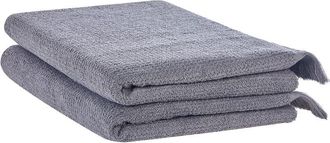 Beliani Beliani - Conjunto De 2 Toallas De Algod&oacute;n Gris Rizo Textura Borlas Decorativas Ba&ntilde;o Atiu