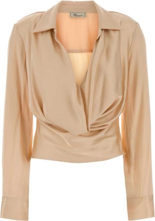 Blumarine Beige Solid Satin Top