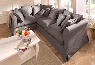HOME AFFAIRE Ecksofa »Luise L-Form« mit vielen losen Kissen und abnehmbarer Husse