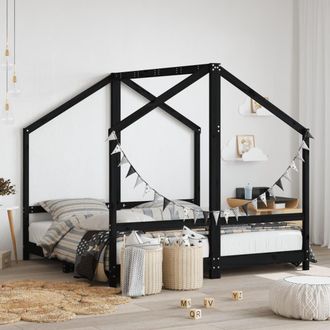 vidaXL Estructura De Cama Para Ni&ntilde;os Madera De Pino Negro 80x160 Cm Vidaxl