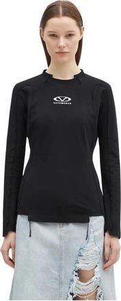 VETEMENTS Oval Logo Cut-Up Longsleeve - Dames - Longsleeves - Zwart - XS - Katoen - Tops