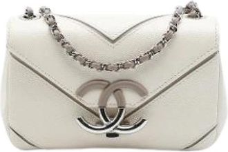 Chanel Pre-owned Flap Schoudertas - Dames - Vintage Schoudertas - Wit - ONE Size - Leer - Vintage