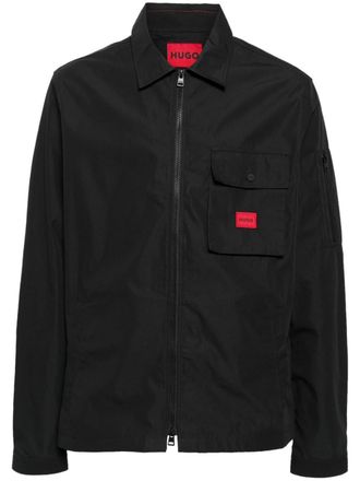HUGO BOSS logo-appliqu&eacute; shirt jacket - Black