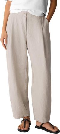 Eileen Fisher Curved Organic Linen Ankle Pants in Undyed Natural at Nordstrom, Size X-Large