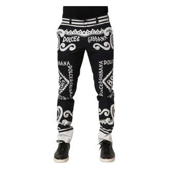 Dolce & Gabbana Slim-fit Trousers, male, Black, Size: M MarinaPrint Trouser Pants