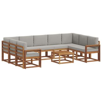 vidaXL Conjunto De Sof&aacute;s De Exterior 10 Pcs Gris Natural Y Claro Vidaxl