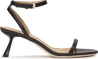 Kazar Minimalistische zwarte sandalen met een modieuze hak - Dames - Sandalen met hakken - Zwart - 38 EU - Leer - Schoenen