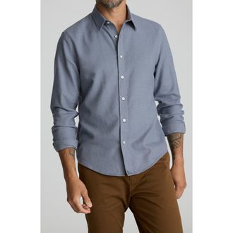 UNTUCKit Veneto Regular Fit Textured Wrinkle Free Cotton Button-Down Shirt in Mid Grey at Nordstrom, Size Large