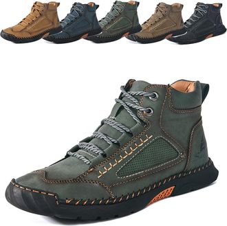 Generic Olveros Boots, Mens Comfortable Handmade Leather Boots, Saw Behind Boot, Waterproof, Spacious Toe Box Outdoor Leather Shoes (Green,43)