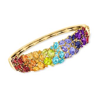 Ross-Simons Multi-Gemstone Bangle Bracelet in 18kt Gold Over Sterling