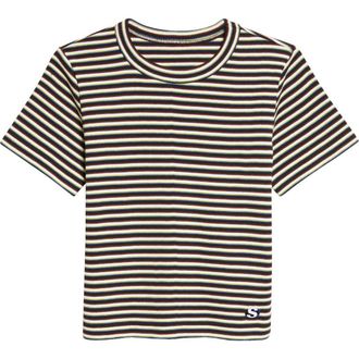 sacai Stripe Rib Cotton T-Shirt in Yellow at Nordstrom, Size 4