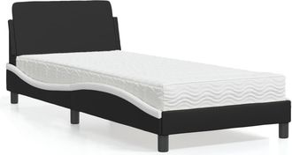 vidaXL Cama Con Colch&oacute;n Cuero Sint&eacute;tico Negro Y Blanco 90x200 Cm Vidaxl