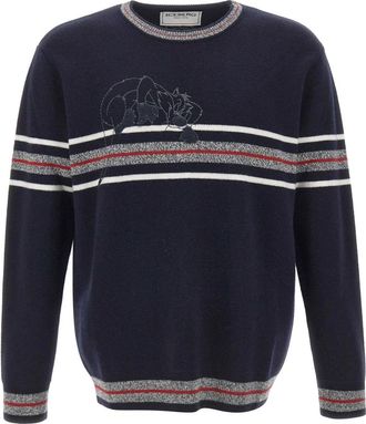 Iceberg Sweaters Blue - Heren - Ronde hals truien - Blauw - XL - Wol - Truien & Vesten