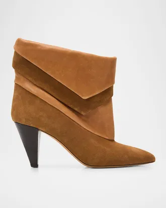 Isabel Marant 75mm Lyone Suede and Leather Booties