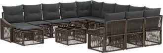 vidaXL Conjunto De Sof&aacute;s De Jard&iacute;n 13 Uds. Gris Rat&aacute;n Sint&eacute;tico Vidaxl