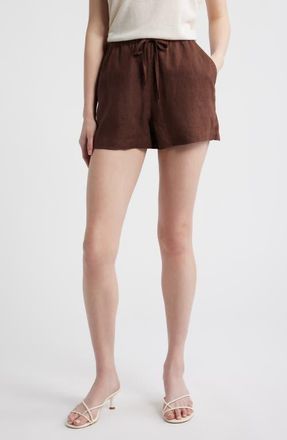 Rails Jenner Linen Drawstring Shorts in Espresso at Nordstrom, Size Xx-Small