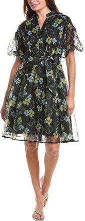 Gracia Floral Print Organza Puff Sleeve Shirtdress
