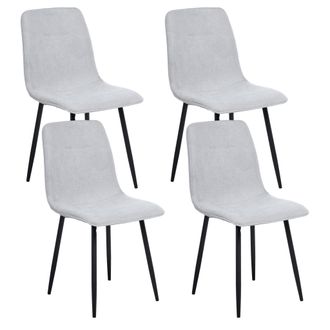 Beliani Beliani - Conjunto De 4 Sillas De Comedor Tapicer&iacute;a De Poli&eacute;ster Patas De Hierro Negro Sin Reposabrazos Comedor Gris Tuscola