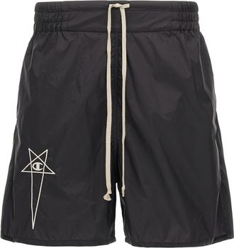 Rick Owens Black Logo Bermuda Shorts