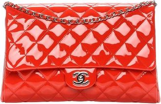 Chanel Red Patent Leather Clutch on Chain