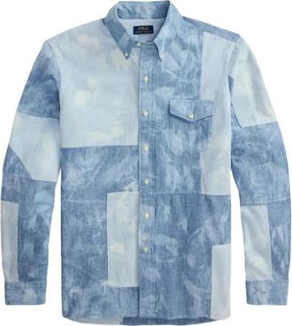 Polo Ralph Lauren Klassiek Passend Patchwork Werkshirt - Heren - Casual Overhemden - Blauw - S - Katoen - Overhemden