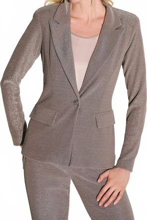 Joseph Ribkoff Sparkling Fitted Blazer Jacket In Taupe