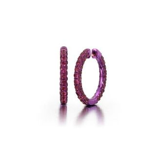 Graziela Large Rhodolite & Magenta Rhodium 3 Sided Hoops in Purple at Nordstrom