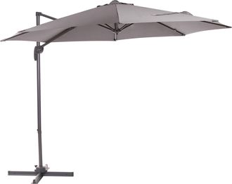 Beliani Beliani - Sombrilla Voladiza De Poli&eacute;ster Gris Oscuro Negro 300 Cm Poste Metal Savona