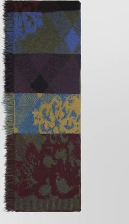 Dries Van Noten floral geometric abstract knit scarf