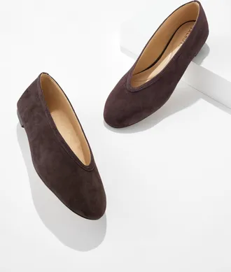 Talbots Vera Suede Ballet Flats - Dark Chocolate - 10 1/2 M Talbots