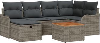 vidaXL Vidaxl - Garden Sofa Set with Cushion 7 pcs Grey Poly rattan