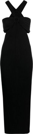BA&SH gathered ribbed-knit maxi dress - women - Viscose/Cotton - 1 - Black