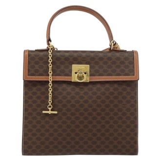 Celine Vintage Macadam Handbag Canvas And Leather Brown Canvas Handbag (Pre-Owned)