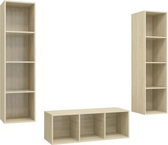 vidaXL Vidaxl - Juego De Muebles De Sal&oacute;n 3 Pzas Madera Ingenier&iacute;a Roble Sonoma