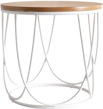 Miliboo Mesa Auxiliar Madera Y Metal Blanco 42 Cm Lace