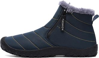 Generic Mens Waterproof Snow Shoes Ankle Boots With Fur Lining Outdoor Walking Shoes For Hiking Winter Sneakers With Side Zipper(Blu,10.5 UK)