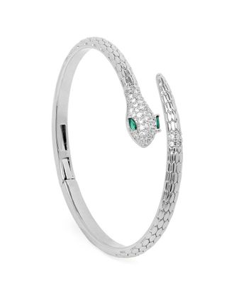 Saachi Saachi Serpent Sparkle Hinged Cuff Bracelet