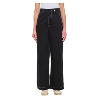 Moncler Wide Trousers, female, Black, XS, Genius x Palm Angels Trousers