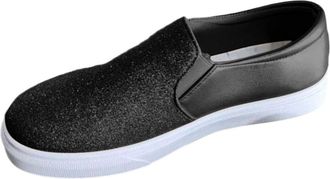 Generic Ladies Loafers Glitter Casual Pumps Shoes Solid Color Stylish Lightweight Classic Comfortable Wide Width Slip On Flat Shoes Work Shopping Black