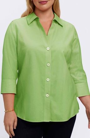 Foxcroft Paityn Non-Iron Button-Up Shirt in Mojito Green at Nordstrom, Size 22W