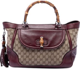 Gucci Pre-owned Gucci Medium GG Canvas New Bamboo Tassel Tote Ladies C4Z3P0C5H2C5J6A4