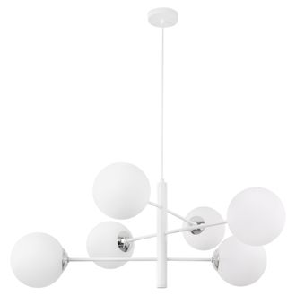 OEM L&aacute;mpara Colgante Vicenza Cromada Blanca 6 L&aacute;mpara Plana Blanca E14