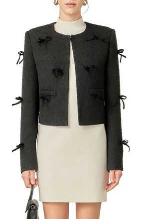 English Factory Bow Jacket in Black/Grey at Nordstrom, Size X-Small