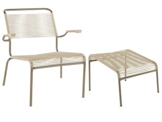 Schubiger M&ouml;bel Spaghetti-Lounger + Hocker S&auml;ntis mit Armlehnen