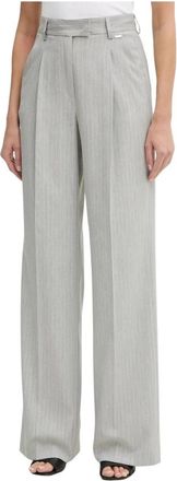 Fracomina Palazzo Pant Flare met Pinstripe Patroon - Dames - Wijde Broeken - Grijs - M - Polyester - Broeken