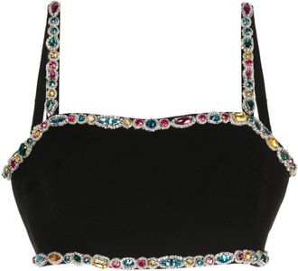 Zuhair Murad crystal-embellished cady bra top - women - Polyester/glass/PVC/Nylon/Brass/Polyester - 34 - Black